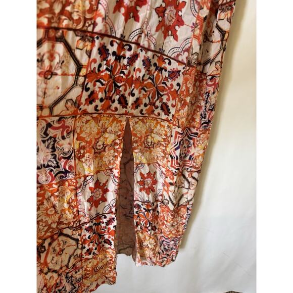 Soft Surroundings Womens Dress Medium Orange Floral Aline Maxi - Picture 6 of 13